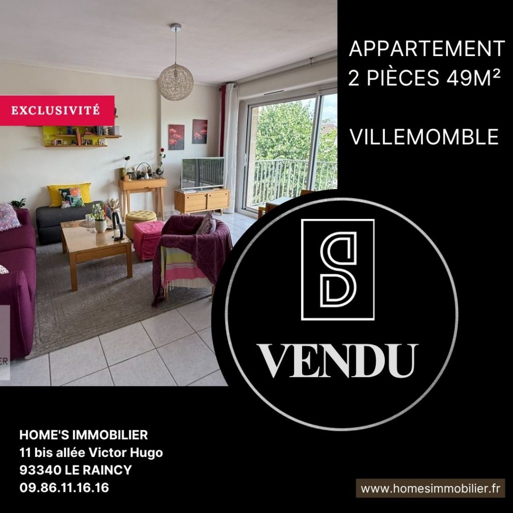 ALT=Appartement à vendre Villemomble 2 pièces Home's immobilier