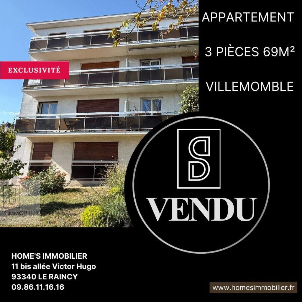 ALT=Appartement à vendre Villemomble Home's immobilier