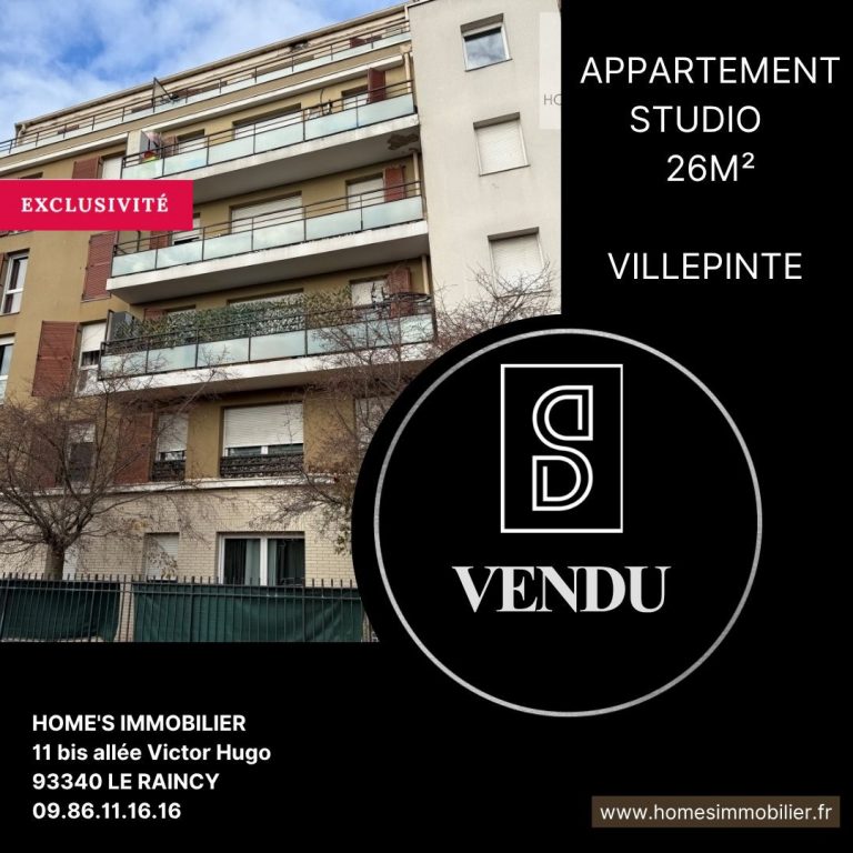 ALT=Appartement à vendre studio Villepinte Home's immobilier agence i