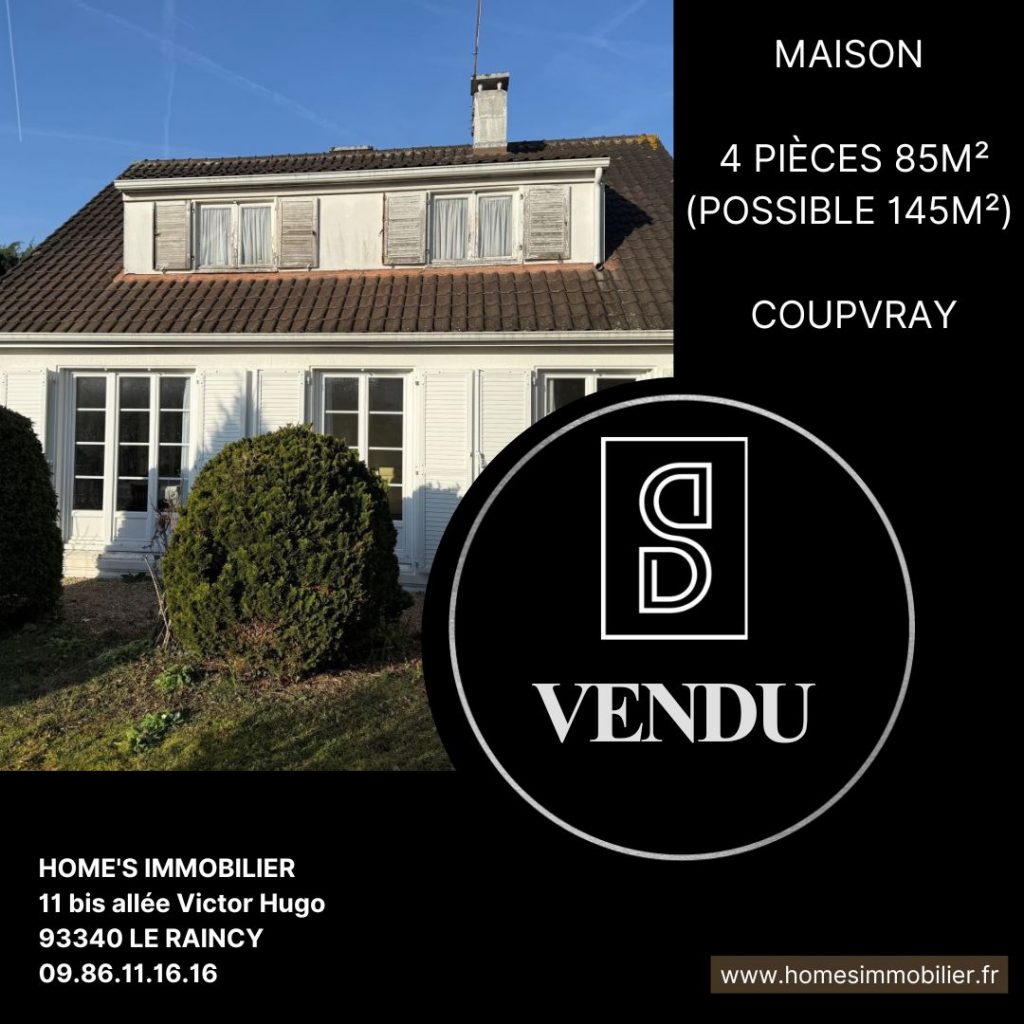 ALT=Maison 4 pièces Coupvray HOME'S IMMOBILIER Agence immobilière